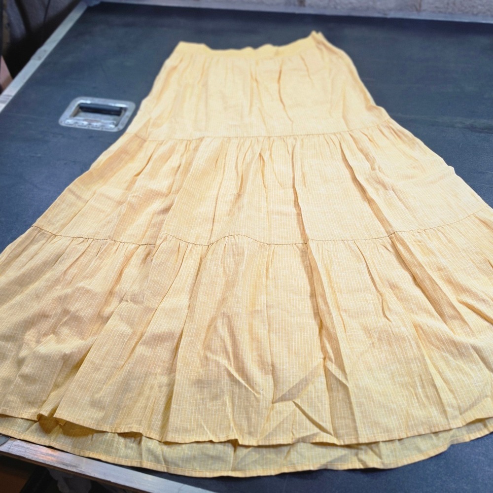 Cremieux Yellow Striped Tiered Maxi Skirt & Gildan Daisy Zip Sweatshirt Lot